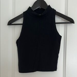 Topshop Black Fitted Crop Tank Top